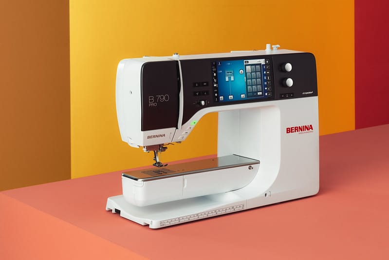 Bernina sewing machine displayed on a warm studio backdrop